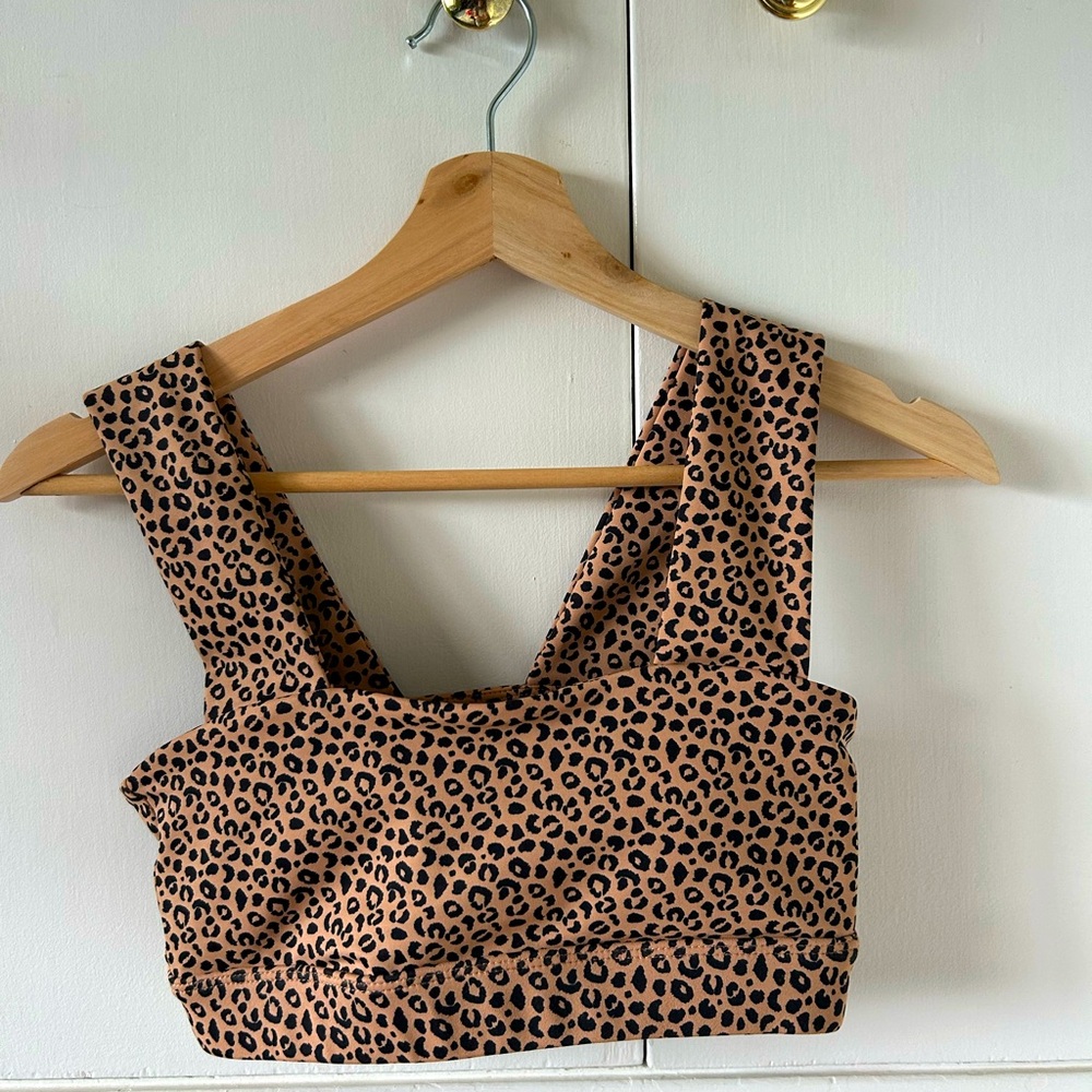Allfenix Tan and Brown Leopard Print crop tank